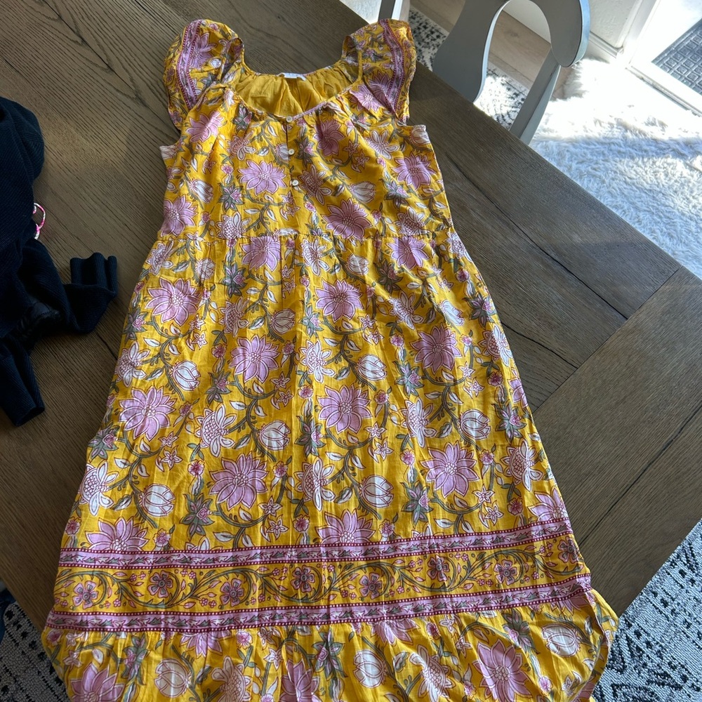 Velvet by Graham & Spencer Yellow Dress with Pink Accents